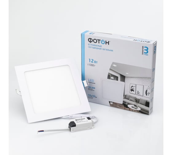 Изображение товара Светодиодный встраиваемый светильник ФОТОН квадратный CLI-12W4200K-S 24721