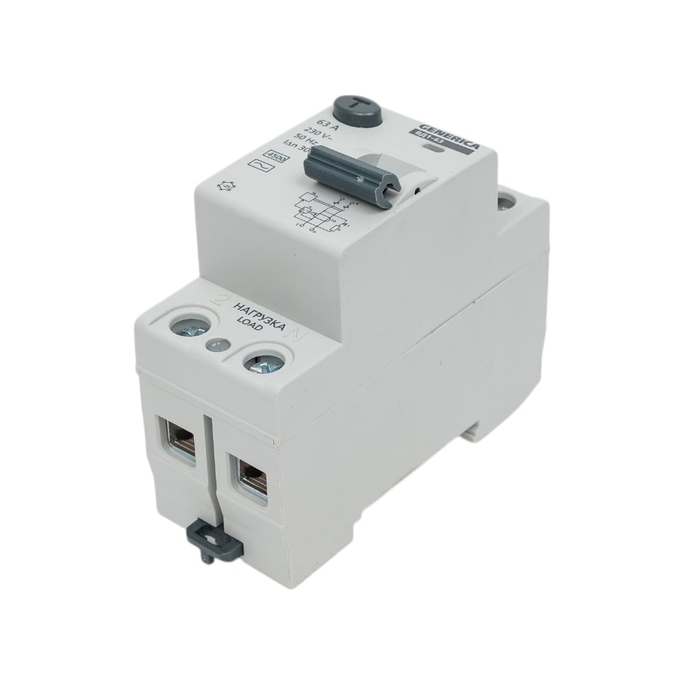 Изображение товара Дифференциальный выключатель GENERICA ВД1-63 2Р 63А 300мА IP20