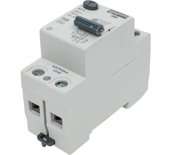 Изображение товара Дифференциальный выключатель GENERICA УЗО ВД1-63 2Р 63А 300мА MDV15-2-063-300