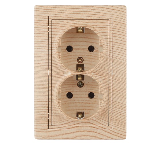 Изображение товара Двойная розетка Intro Plano с заземлением двойная 2x2P+E Schuko, 16А-250В, IP20, СУ, сосна Б0053922
