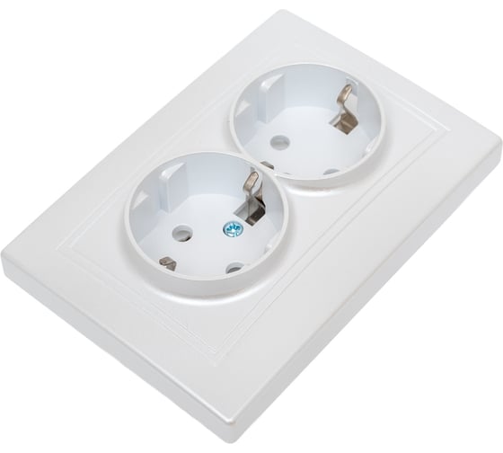 Изображение товара Двойная розетка Intro Plano с заземлением 2x2P+E Schuko, 16А-250В, IP20, СУ, перламутр Б0053920