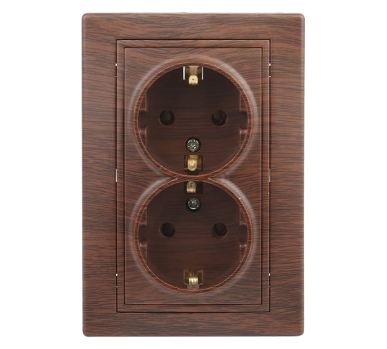 Изображение товара Двойная розетка Intro Plano с заземлением 2x2P+E Schuko, 16А-250В, IP20, СУ, венге Б0053921