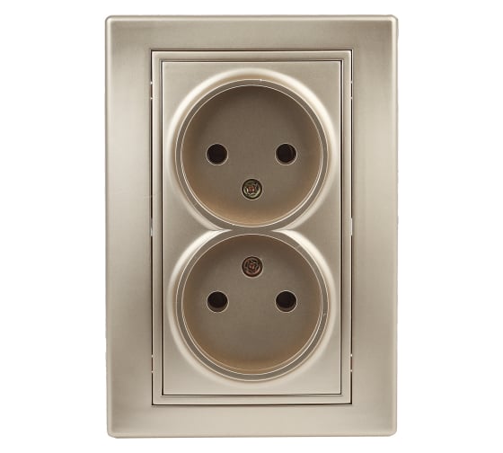 Изображение товара Розетка Intro Plano без заземления двойная 2x2P, 16А-250В, IP20, СУ, Plano, шампань, Б0053909