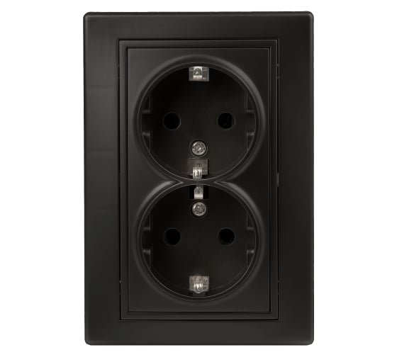 Изображение товара Двойная розетка Intro Plano с заземлением 2x2P+E Schuko, 16А-250В, IP20, СУ, антрацит Б0053919