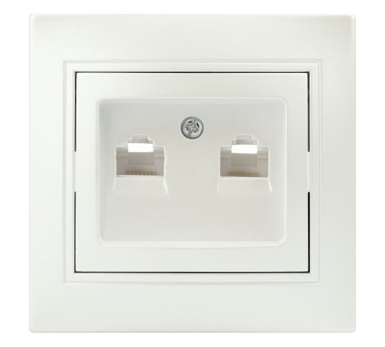 Изображение товара Информационная двойная розетка Intro Plano 1-304-06 2xRJ45, IP20, СУ, перламутр, Б0053988