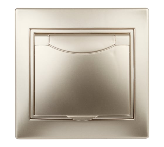 Изображение товара Розетка Intro Plano с заземлением 2P+E Schuko с крышкой, 16А-250В, IP20, СУ, шампань, Б0053894