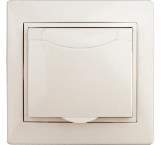 Изображение товара Розетка Intro Plano с заземлением 2P+E Schuko с крышкой, 16А-250В, IP20, СУ, слоновая кость, Б0053890