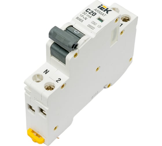 Изображение товара Автоматический выключатель дифференциального тока IEK ARMAT B06S 1P+NP C20 30мА тип A (18мм) AR-B06S-1N-C20A030