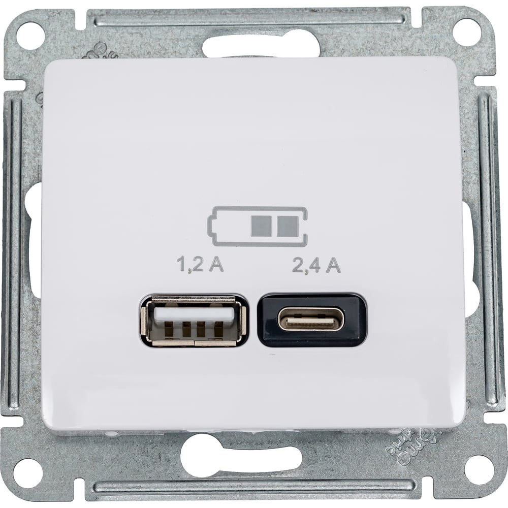 Изображение товара USB розетка Systeme Electric Glossa Белый A+С встраиваемая 2 x USB Type C