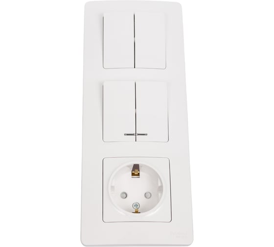 Изображение товара Внутренний блок Systeme Electric Blanca розетка с заземлением 16А, 250В+2-клавишный выключатель+2-клавишный выключатель с подсветкой SE BLNBS102211