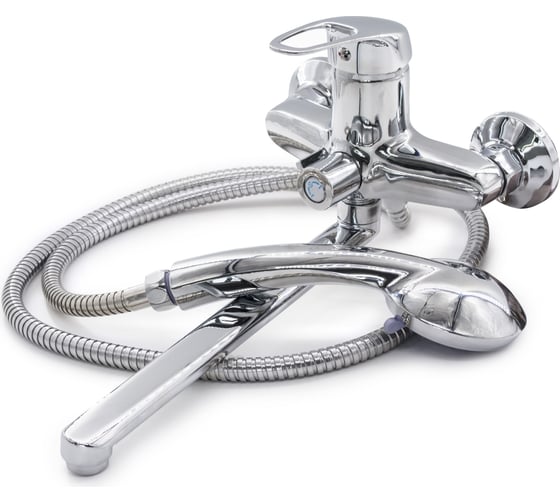 Изображение товара Однорычажный смеситель для ванны РемоКолор латунь, лейка, шланг, керамический картридж 40 мм 67-0-743