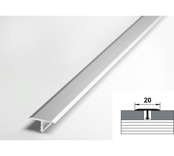 Изображение товара Порог алюминиевый Лука 20 мм, 2.7 м, Т-образный, без покрытия УТ000038572