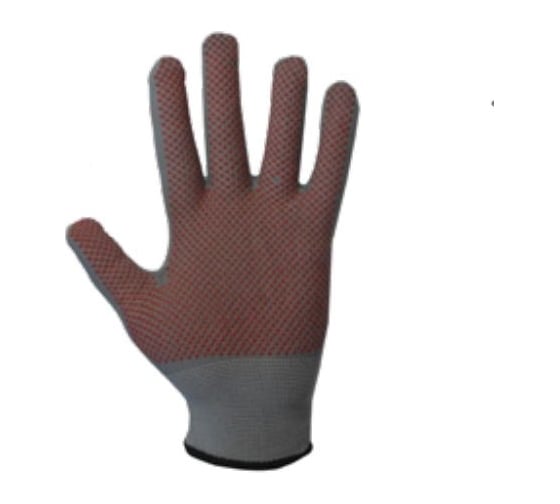 Изображение товара Нейлоновые перчатки Armprotect серые, с ПВХ-точкой, красного цвета, р10 6101 4631161744272
