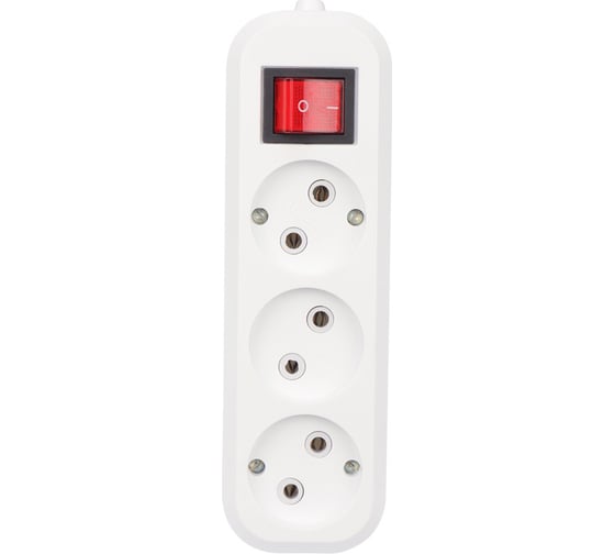 Изображение товара Розеточная колодка REXANT 3 гнезда с кнопкой без заземления 11-8705