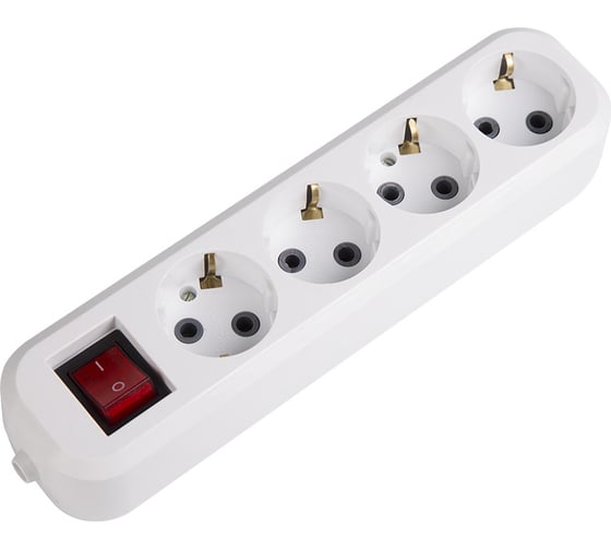 Изображение товара Розеточная колодка REXANT 4 гнезда с кнопкой c заземлением 11-8716