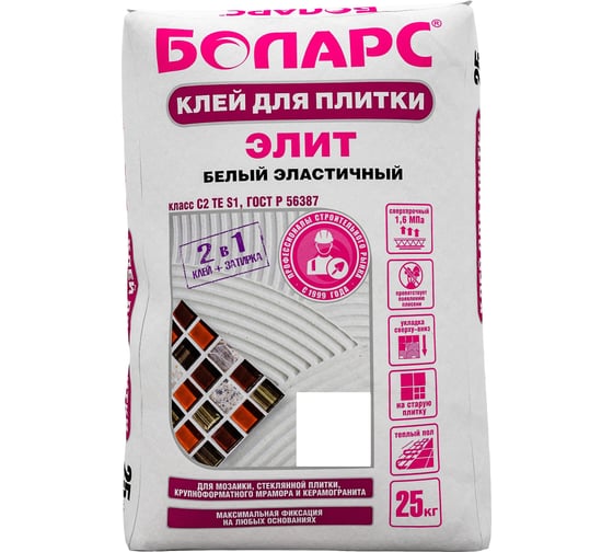 Изображение товара Клей для плитки БОЛАРС ЭЛИТ 25 кг, класс C2TES1 00000003749