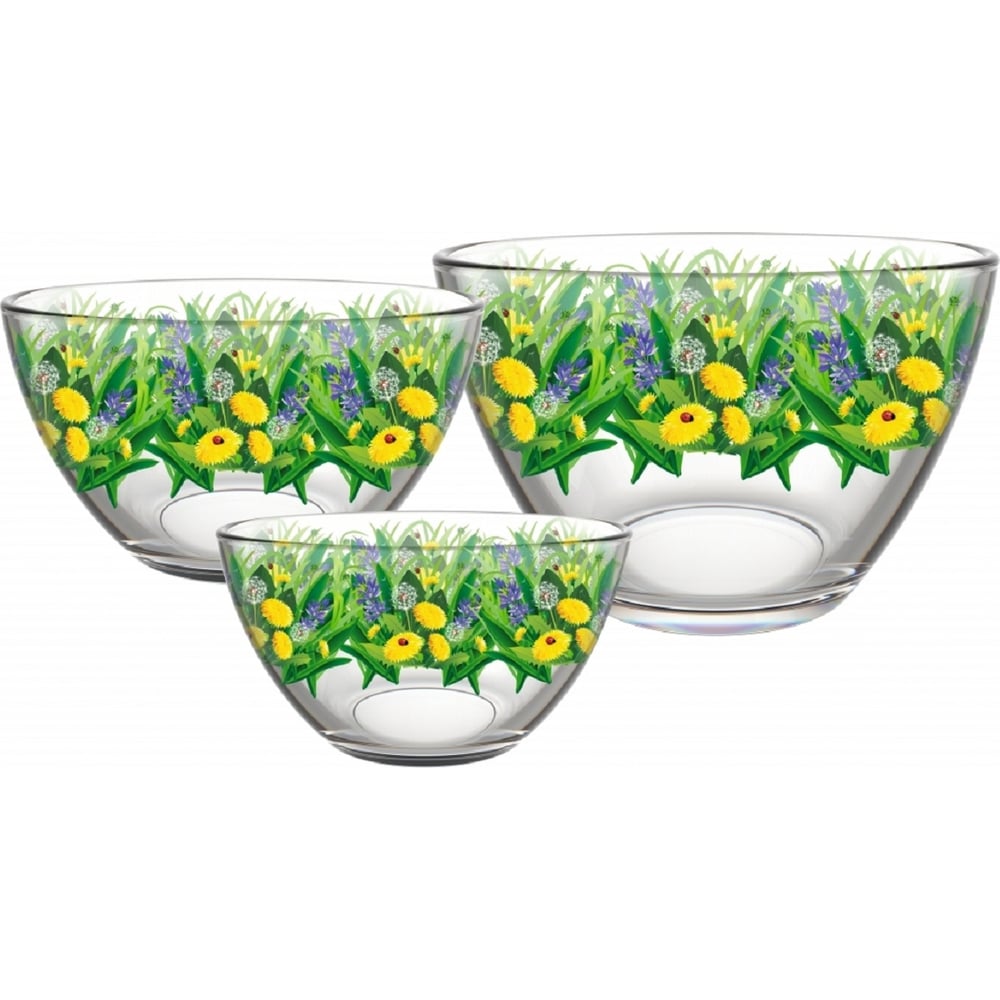 Изображение товара Подарочный набор Декостек Трио Одуванчики 3 предмета стекло цветы