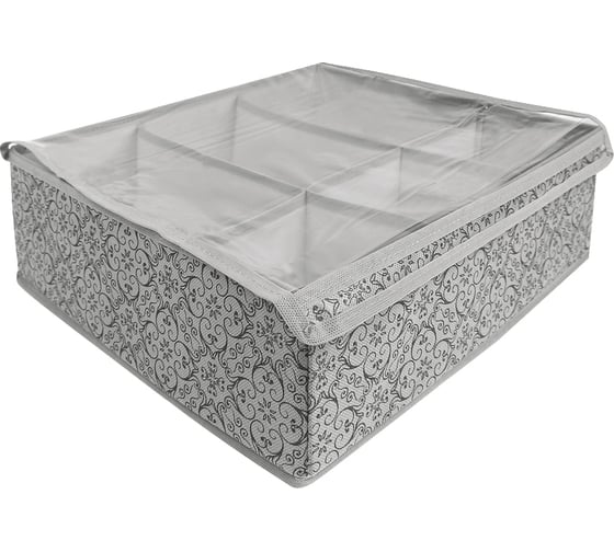 Изображение товара Органайзер для хранения вещей ГЕЛЕОС Грей 6 отделений, размер 40x40x13 см ГРЕ-151