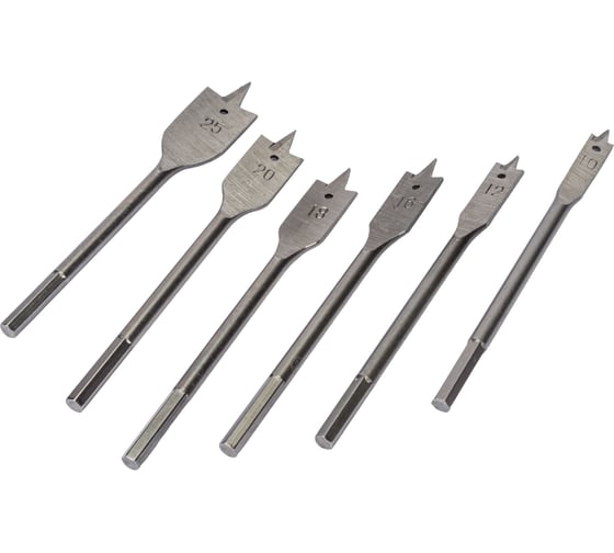 Изображение товара Набор сверл по дереву перовых из 6-ти штук 10-25 мм Резолюкс 60456