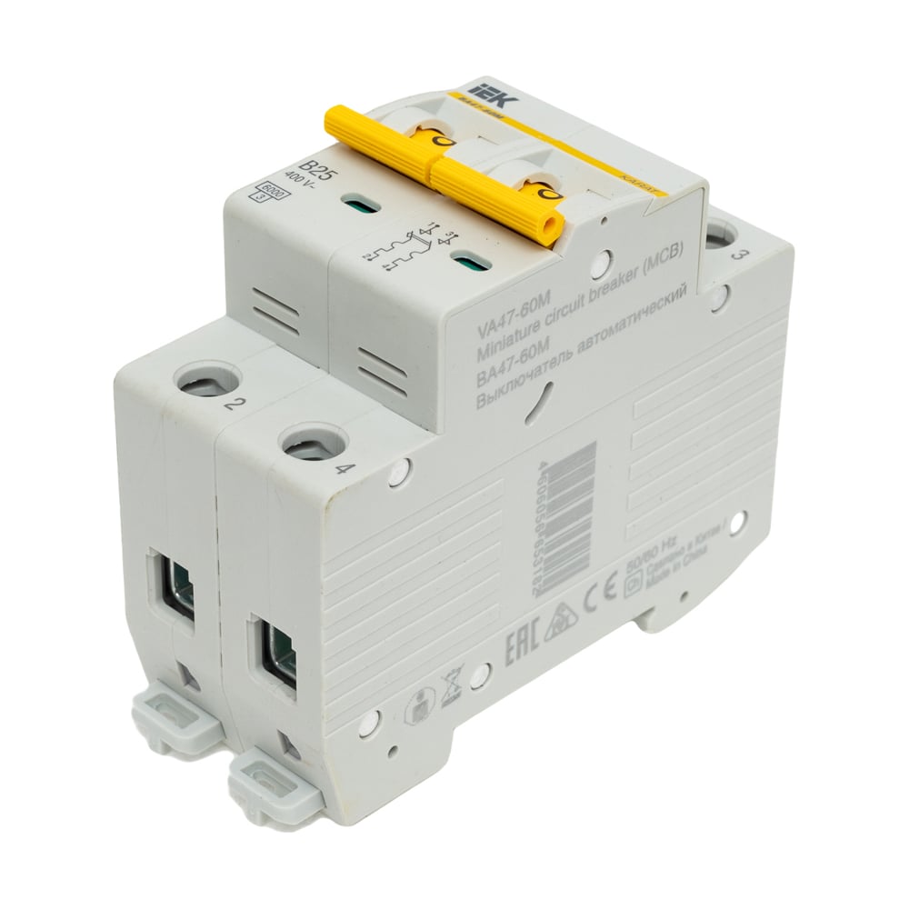 Изображение товара Автоматический выключатель IEK ВА47-60M 25А 6кА на DIN-рейку