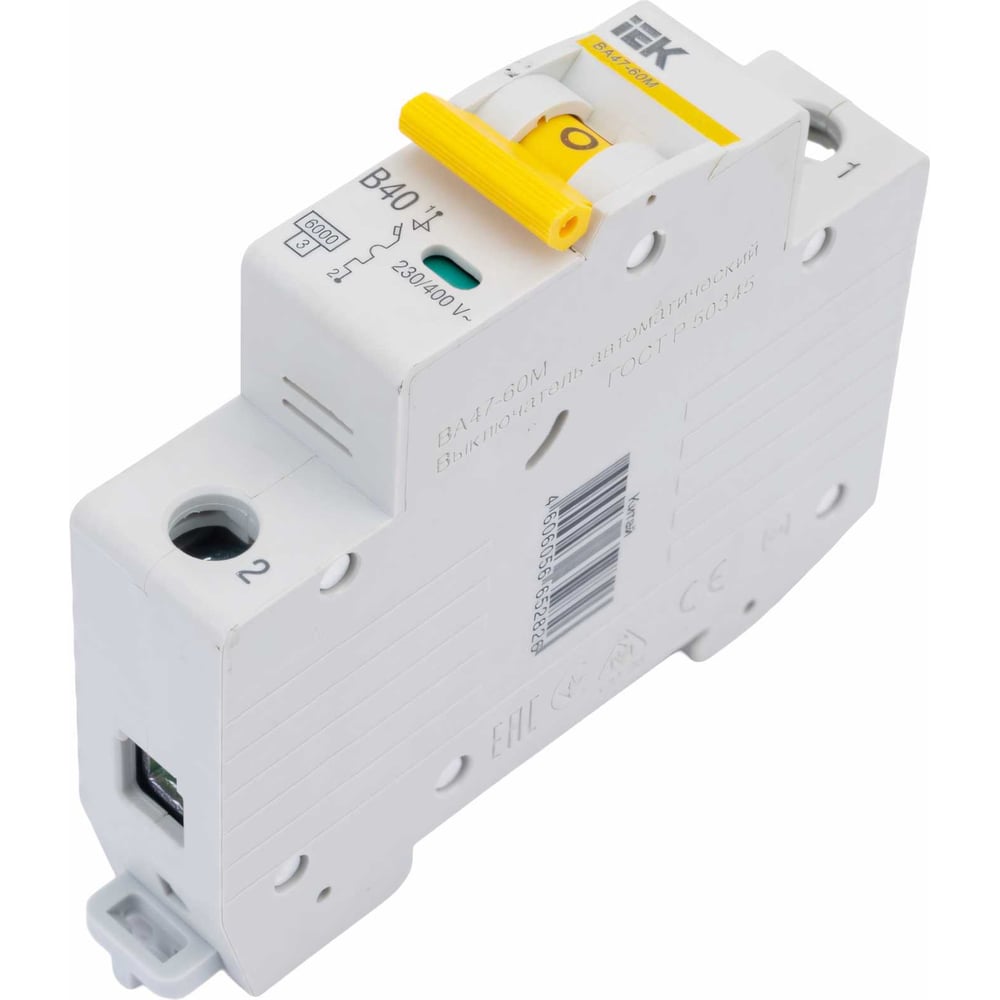 Изображение товара Автоматический выключатель IEK ВА47-60М 1Р 40А 6кА B для DIN-реек