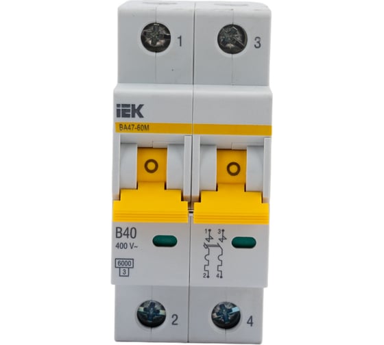 Изображение товара Автоматический выключатель IEK ВА47-60M 2Р 40А 6кА B MVA31-2-040-B