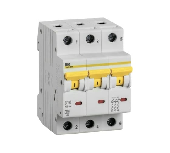 Изображение товара Автоматический выключатель IEK ВА47-60M 3Р 10А 6кА B MVA31-3-010-B