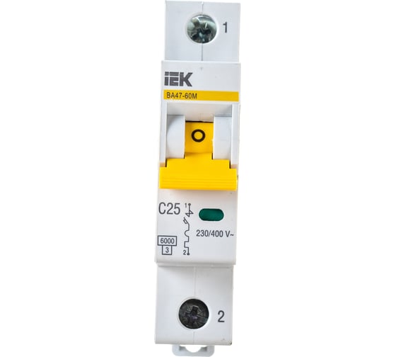 Изображение товара Автоматический выключатель IEK ВА47-60M 1Р 25А 6кА С MVA31-1-025-C