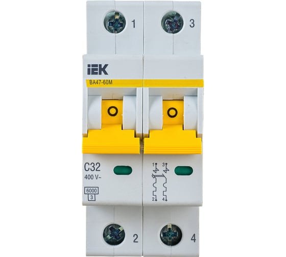 Изображение товара Автоматический выключатель IEK ВА47-60M 2Р 32А 6кА С MVA31-2-032-C