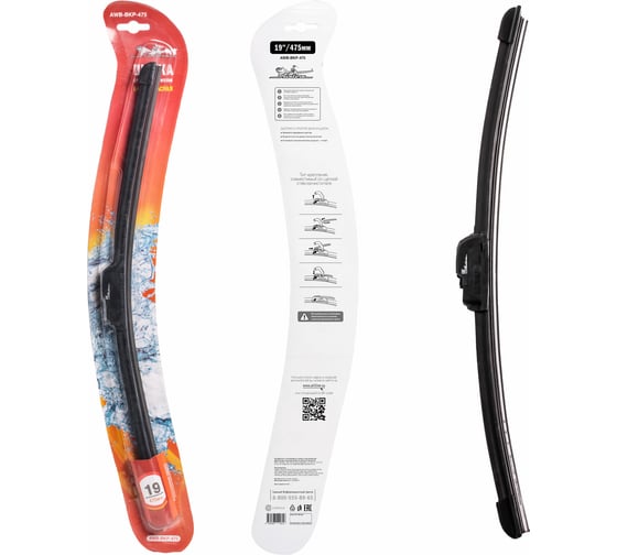 Изображение товара Щетка стеклоочистителя бескаркасная 475 мм, 19", адаптер hook 9x3 AIRLINE AWB-BKP-475