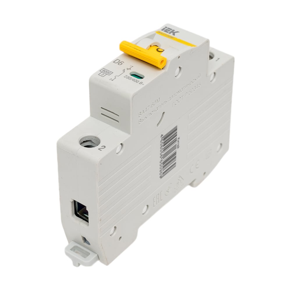 Изображение товара Автоматический выключатель IEK ВА47-60М 1Р 6А 6кА D для электросети