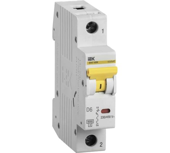 Изображение товара Автоматический выключатель IEK ВА47-60M 1Р 6А 6кА D MVA31-1-006-D
