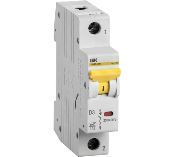 Изображение товара Автоматический выключатель IEK ВА47-60M 1Р 3А 6кА D MVA31-1-003-D