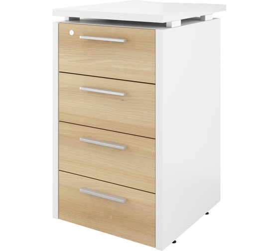 Изображение товара Тумба Монолит Дублин приставная (4 ящика с замком) 450x450x750 Белый30/Акация лорка31 ДБ44.С32