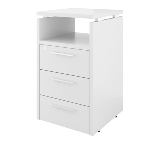 Изображение товара Тумба Монолит Дублин приставная / 3 ящика с полкой и замком / 450x450x750 Белый30 ДБ43.С ДБ43.С30