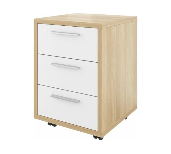 Изображение товара Тумба Монолит Дублин выкатная (3 ящика с замком) 450x450x600 Акация лорка31/Белый30 ДБ17.С33