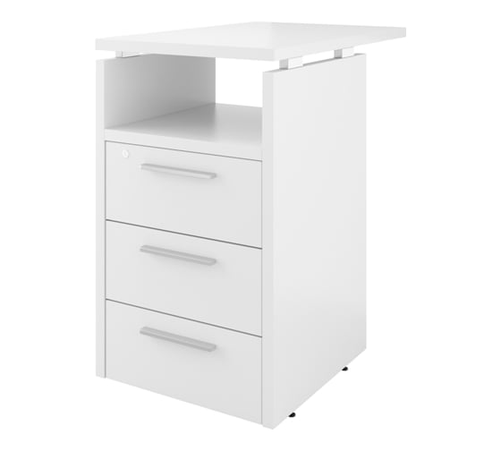 Изображение товара Тумба Монолит Дублин приставная / 3 ящика с полкой и замком / 450x700x750 Белый30 ДБ37.С ДБ37.С30