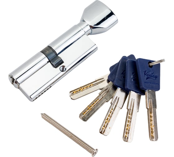 Изображение товара Цилиндровый механизм Вантаж 5 ключей, хром PC80, 45Cх35 CP