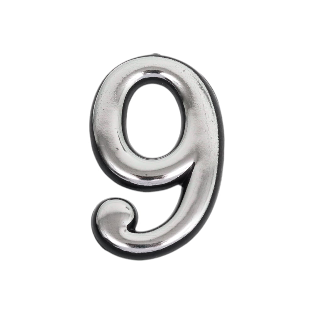 Изображение товара Цифра 9 Левша (50 мм; пластмасса клеящаяся; хром) У4-9109.Х