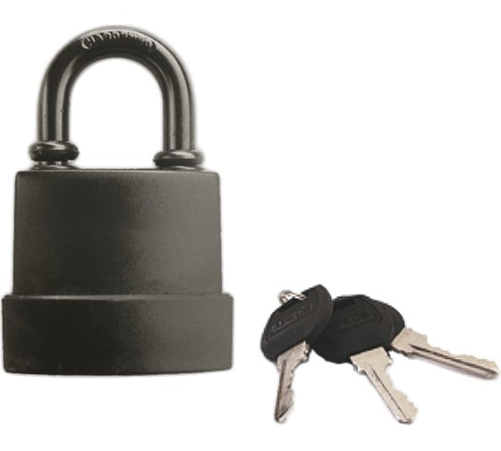 Изображение товара Навесной замок РемоКолор (влагостойкий; чугун в ПВХ; 3 ключа; цилиндровый механизм; автоматический; 55x73x30 мм) 70-0-995