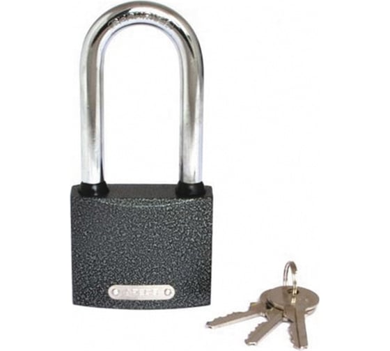 Изображение товара Навесной замок РемоКолор (чугун; 3 ключа; цилиндровый механизм; автоматический; личинка латунь; 38x95x17 мм; удлиненная дужка) 70-0-939