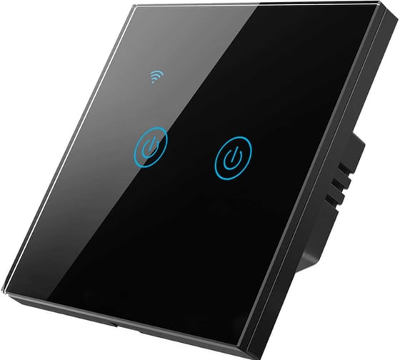 Изображение товара Умный двухкнопочный сенсорный выключатель Roximo черный SWSEN01-2B