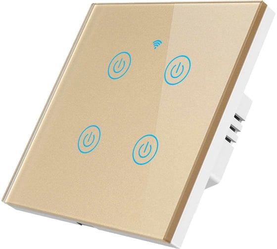 Изображение товара Умный четырехкнопочный сенсорный выключатель Roximo золотой SWSEN01-4G
