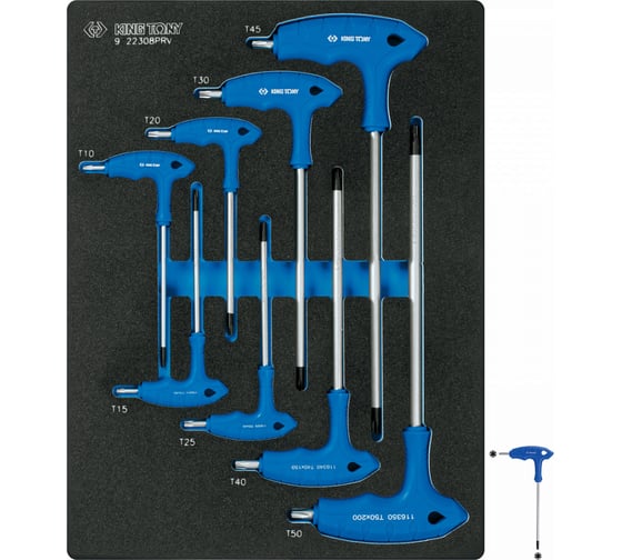Изображение товара Набор ключей KING TONY Torx L-тип, ложемент, 8 предметов 9-22308TRV