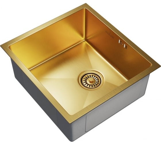 Изображение товара Мойка для подстольного монтажа MIXLINE PRO 45x42х20 см, толщина 3 мм, выпуск 3 1/2, с сифоном, золото 548566