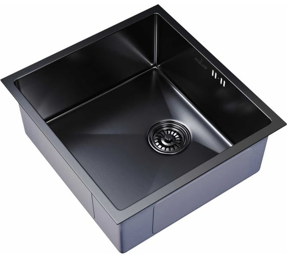 Изображение товара Мойка для подстольного монтажа MIXLINE PRO 45x42х20 см, толщина 3 мм, выпуск 3 1/2, с сифоном, черный графит 548565