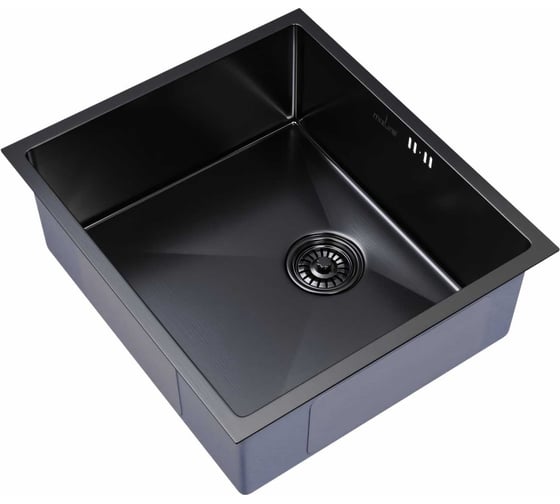 Изображение товара Мойка для подстольного монтажа MIXLINE PRO 50x44х20 см, толщина 3 мм, выпуск 3 1/2, с сифоном, черный графит 548569