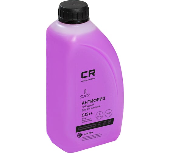 Изображение товара Антифриз CARVILLE RACING CR лобридный флуор. -40С, Si-OAT, G12++, фиолетовый, готовый, 1 л/1.07 кг L2018001