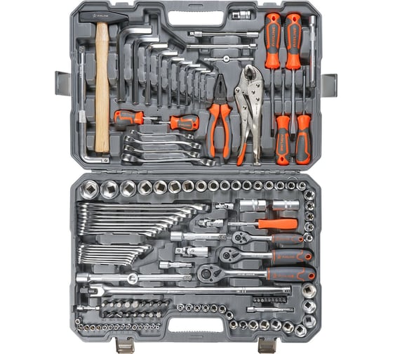 Изображение товара Набор инструментов AIRLINE универсальный 142 предмета, пласт.кейс AT-142-53