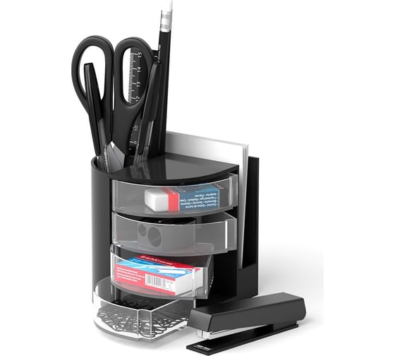 Изображение товара Настольный пластиковый набор ErichKrause Venezia Classic черный с прозрачными ящиками 99